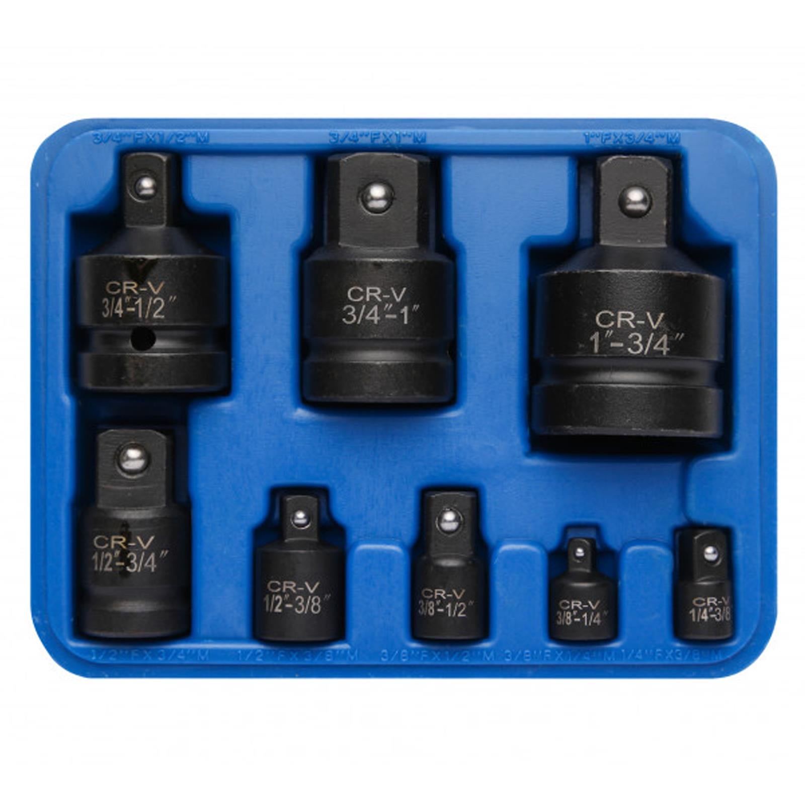 BlueSpot 8Pce Impact Socket Adaptor Reducer Set 1/4" 3/8" 1/2" 3/4" 1" Max Torque New