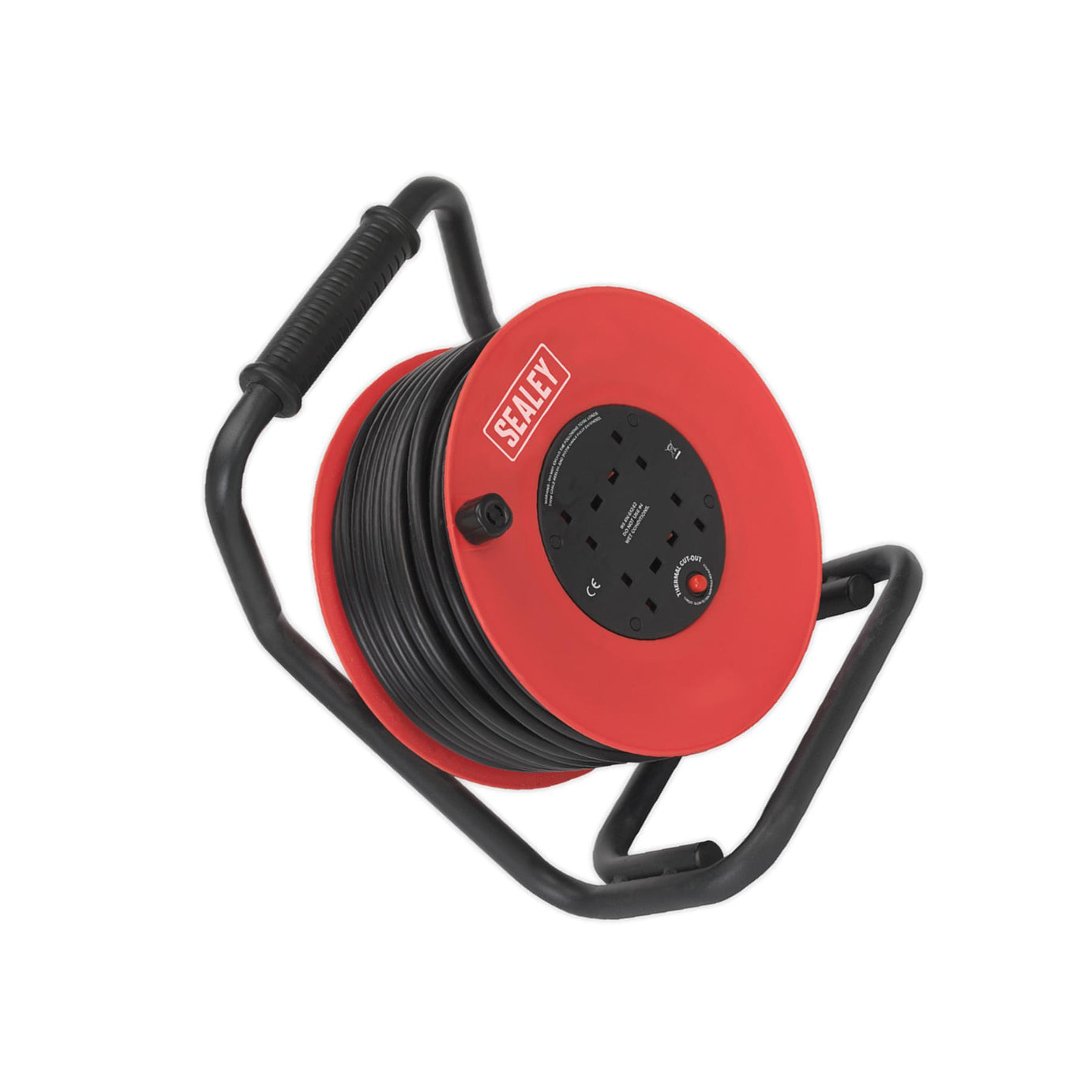 Sealey Cable Reel 50m 4 x 230V 2.5mm Heavy-Duty Thermal Trip