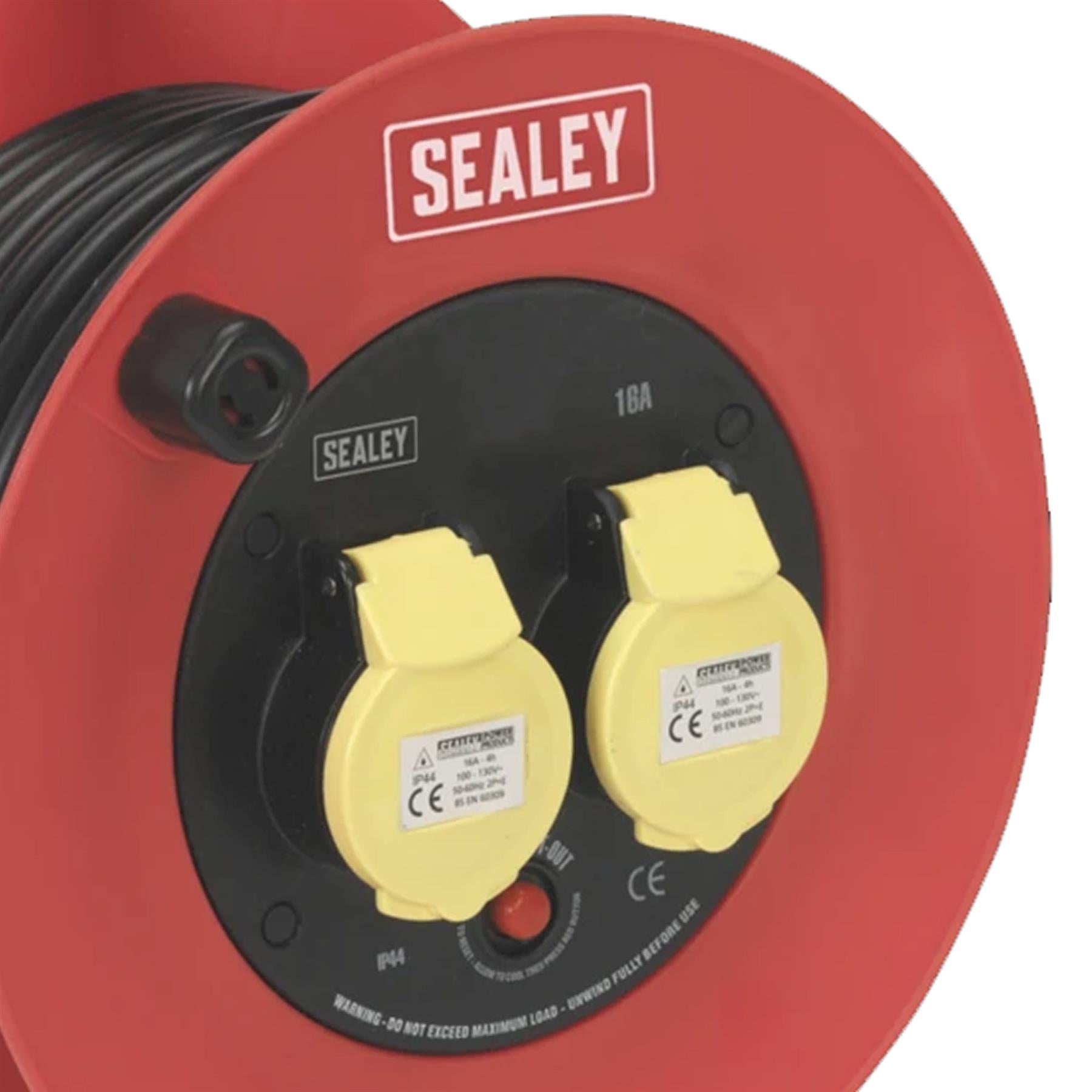 Sealey Cable Reel 25m 2 x 110V 1.5mm² Heavy-Duty Thermal Trip