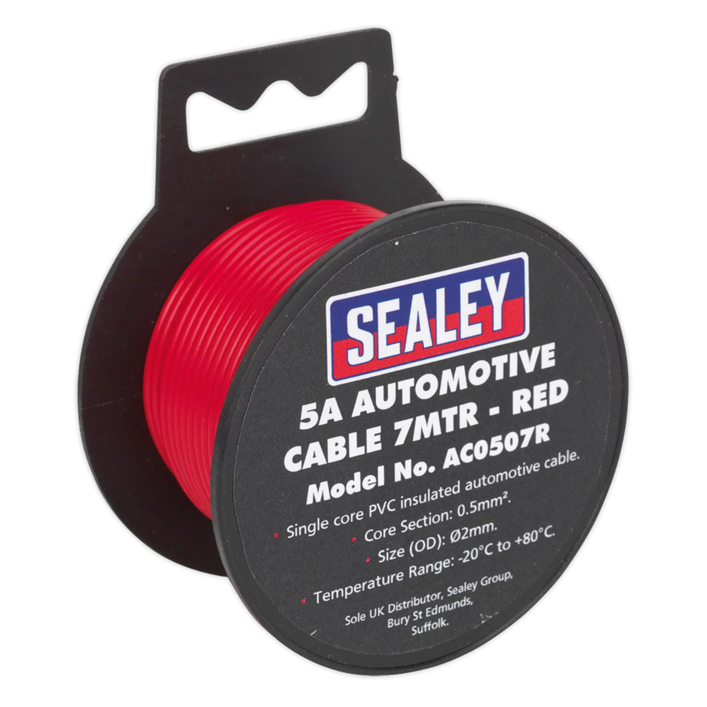 Sealey Automotive Cable Thick Wall 5A 7m Red