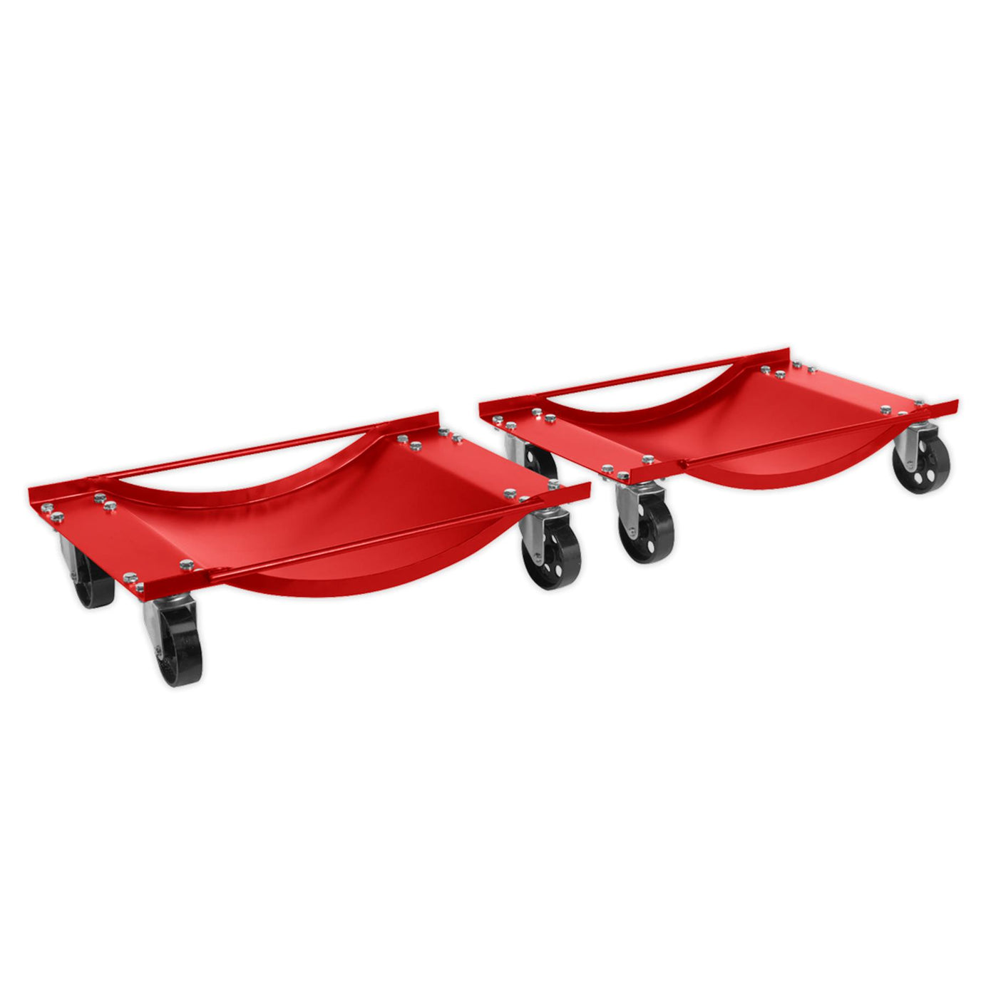 Sealey Wheel Dolly Set 454kg Capacity Two Pressed Steel Wheel Dollies