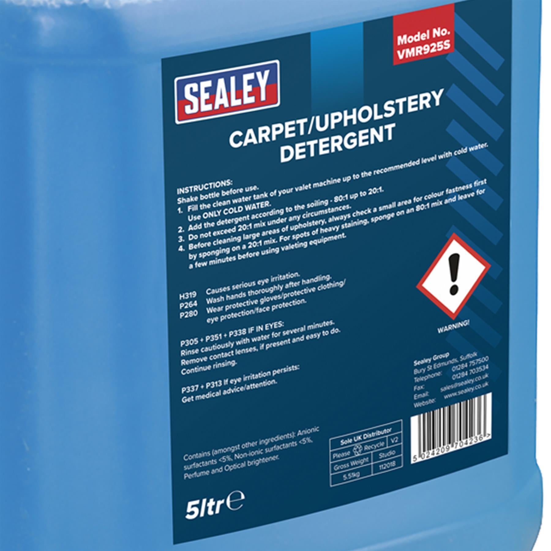 Sealey Carpet/Upholstery Detergent 5L Pack of 4 VMR925