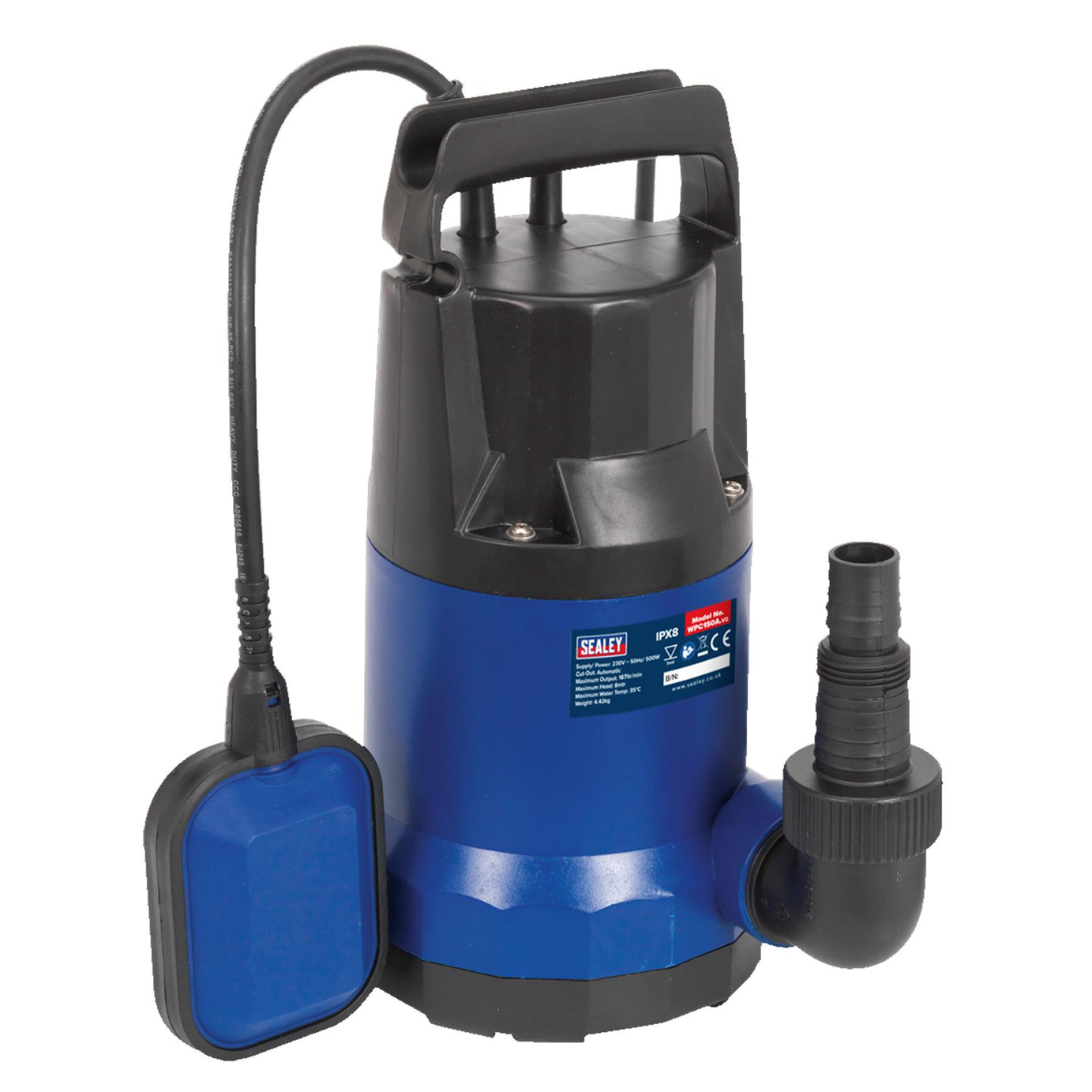 Submersible Water Pump Automatic 167L/min 230V Sealey