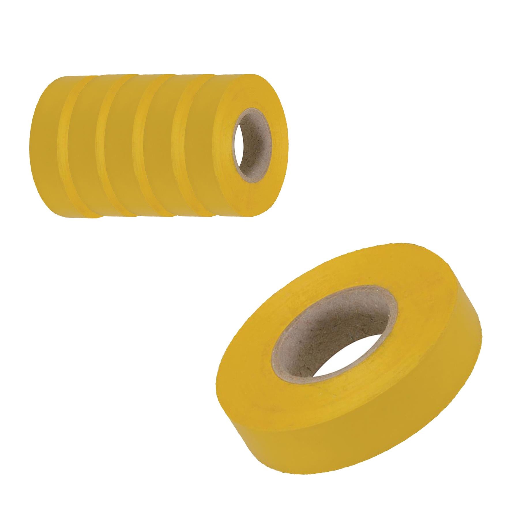 5 x PVC Insulation Electrical Tape Flame Retardent Yellow  19mm x 33mm