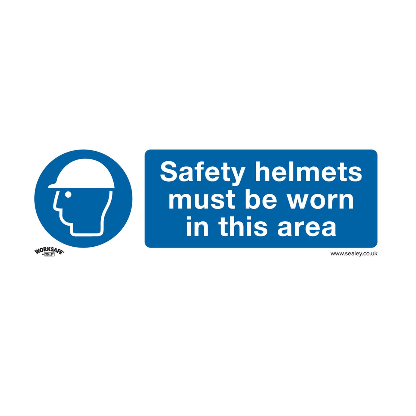 Mandatory Safety Sign - Safety Helmets Must Be Worn In This Area - Self-Adhesive Vinyl