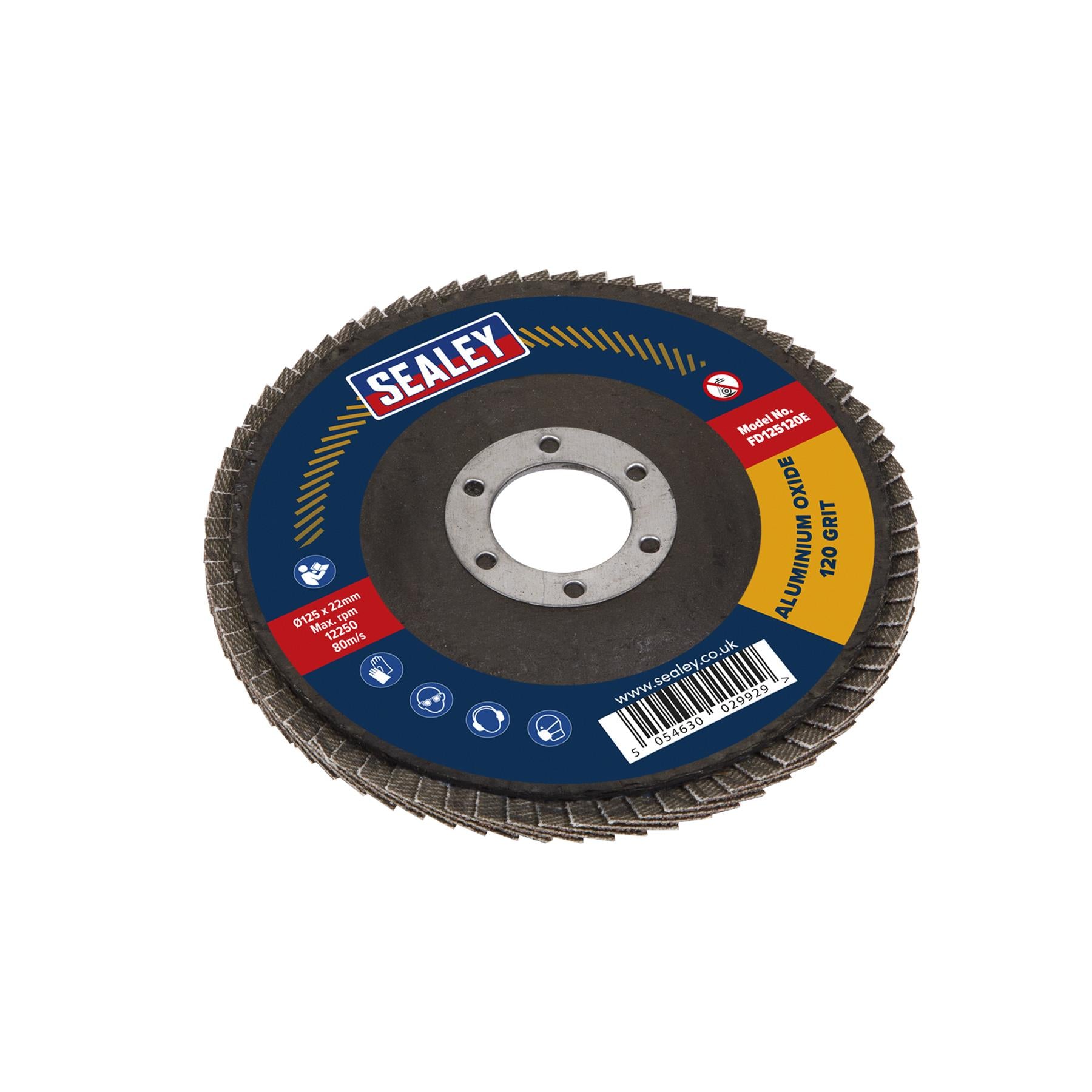 Sealey Flap Disc Aluminium Oxide Ø125mm Ø22mm Bore 120Grit