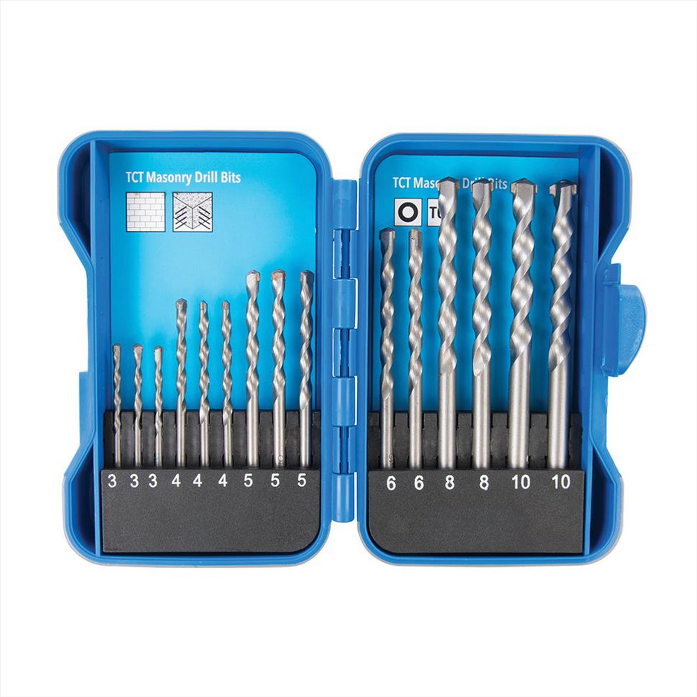 Tct Masonry Drill Bit Set 15Pc Tungsten Carbide-Tipped & Sand Blasted 3 - 10mm