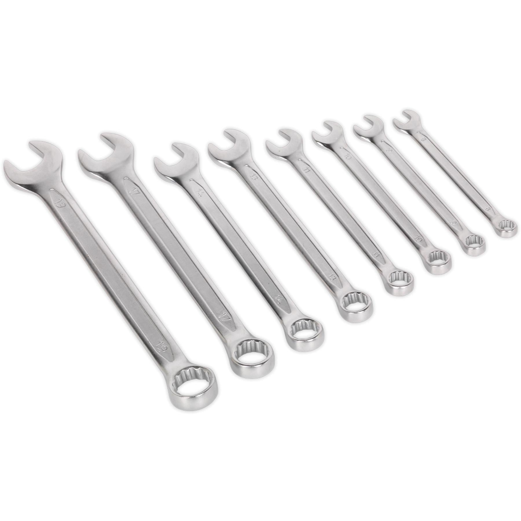 Sealey Combination Spanner Set 8pc Cold Stamped Metric