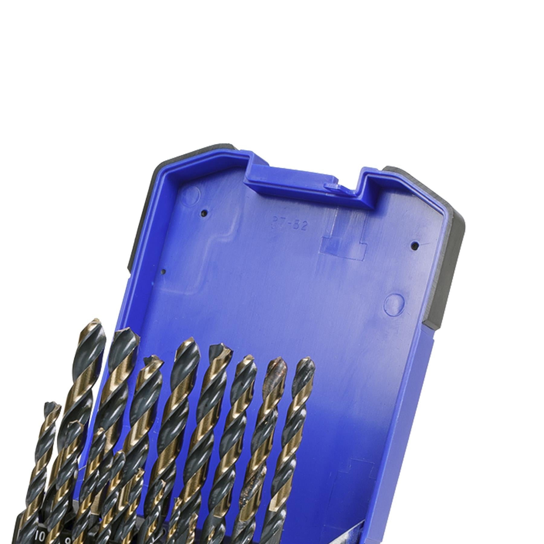 Sealey 19pc Drill Bit Set HSS Tri Point Ø1-10mm Steel Wood Plastic AK4705