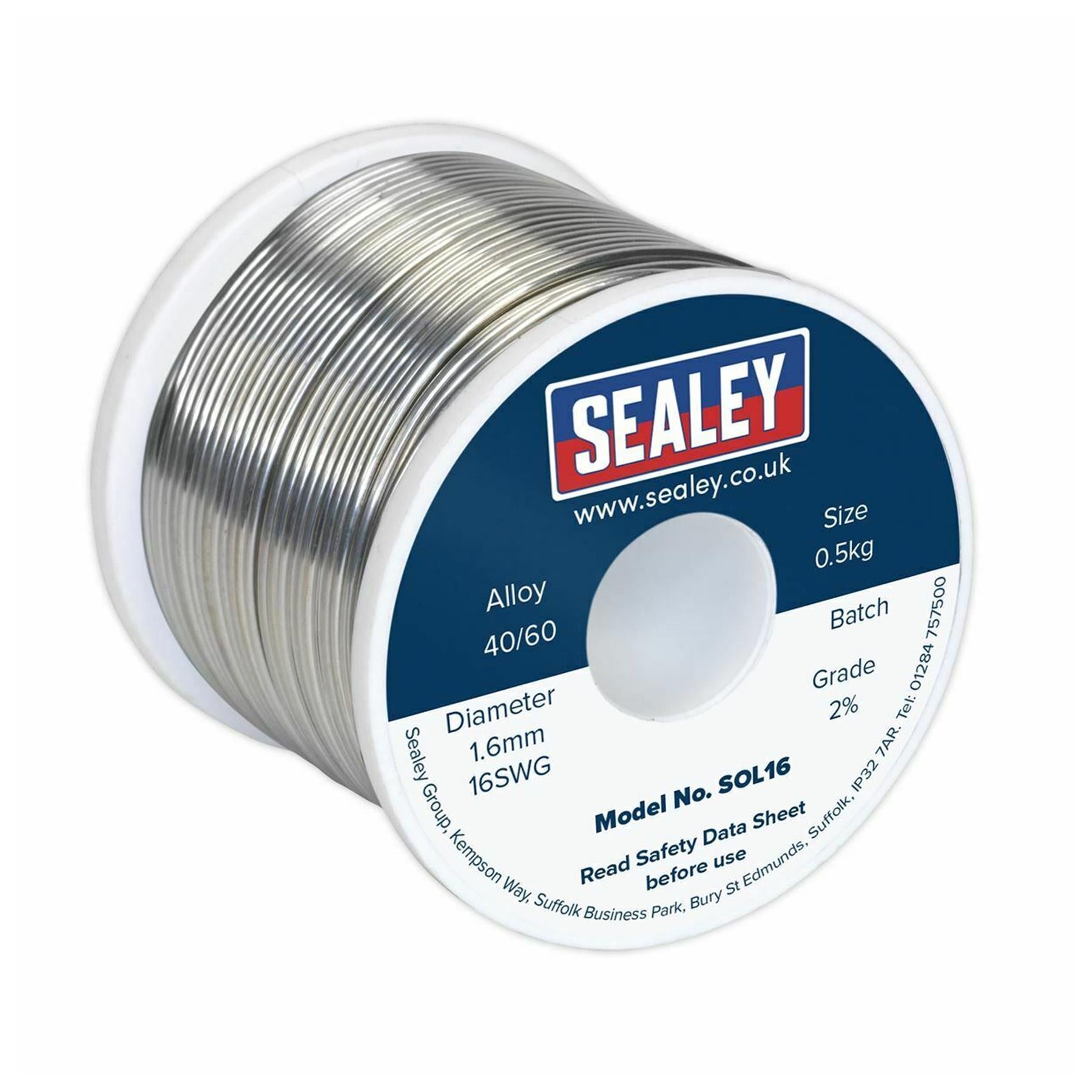 Sealey Solder Wire Quick Flow 1.6mm/16SWG 40/60 0.5kg Reel