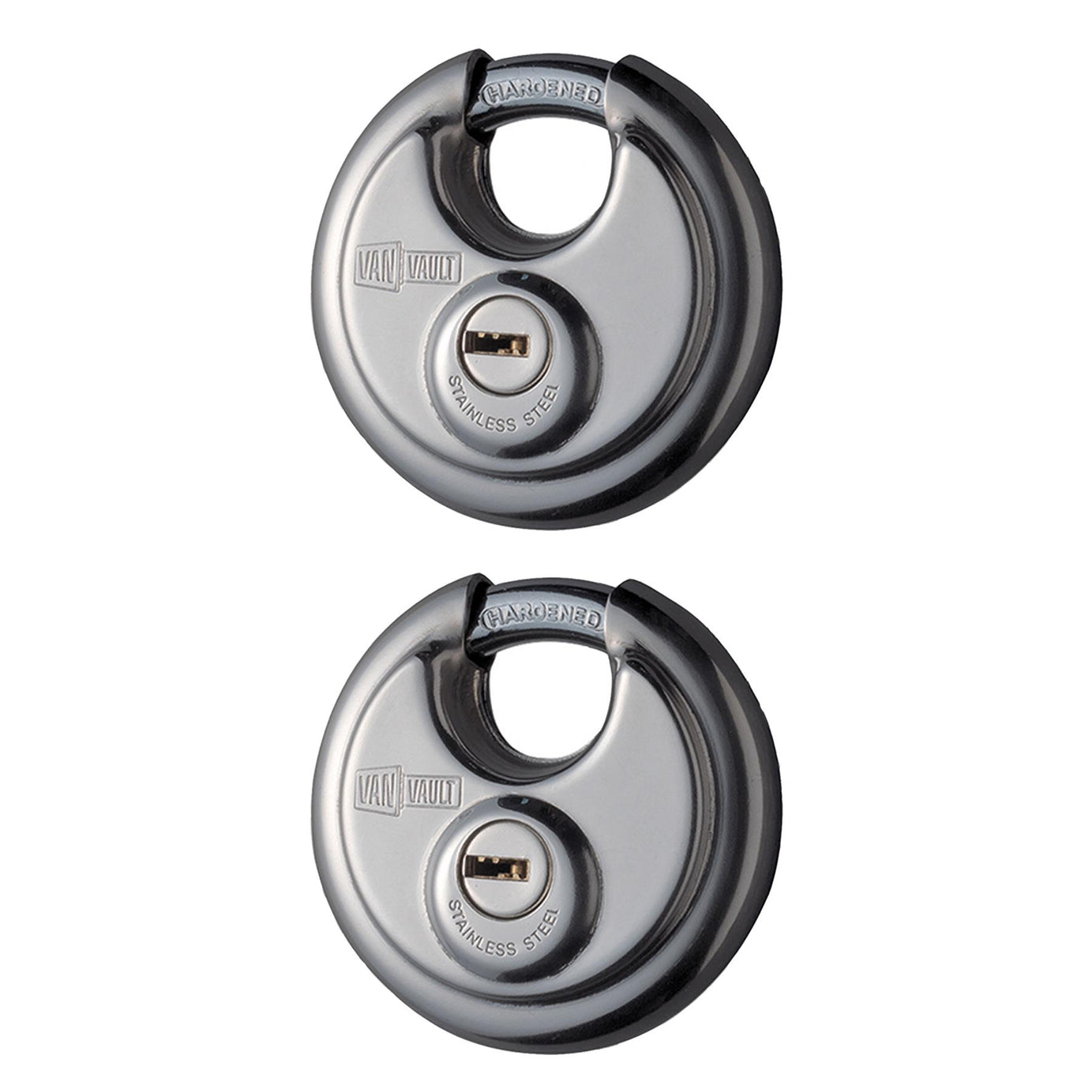 Van Vault Stainless Steel Disc Padlock Twin Pack 70mm