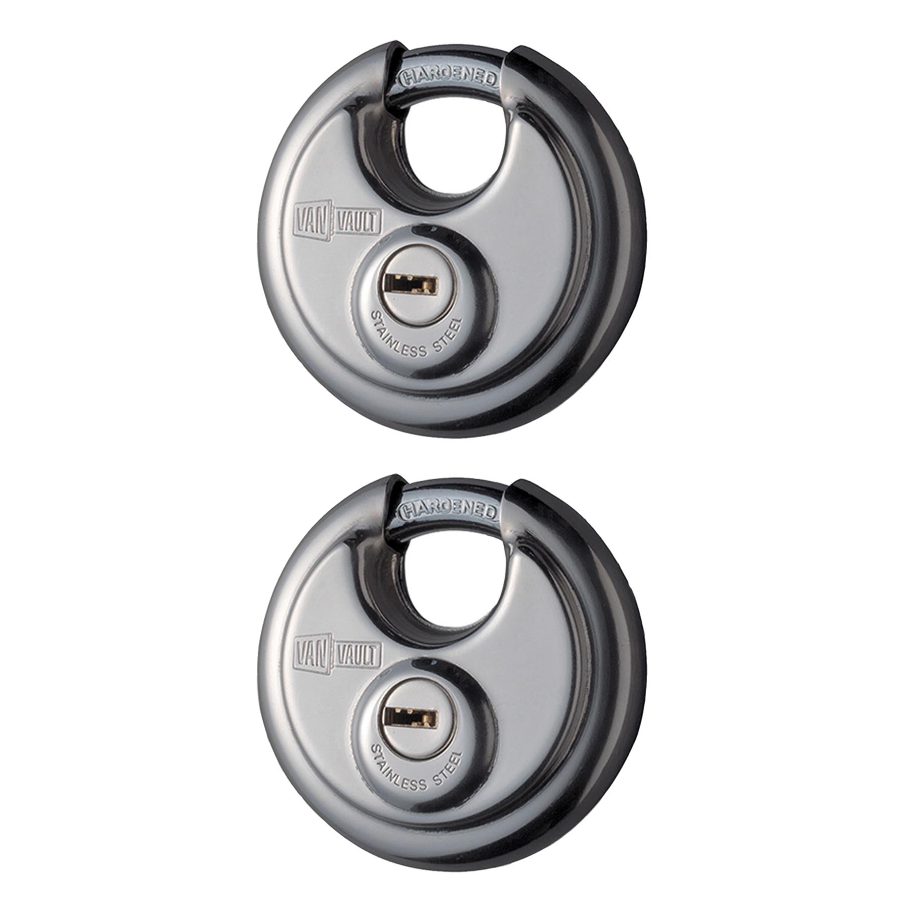 Van Vault Stainless Steel Disc Padlock Twin Pack 70mm