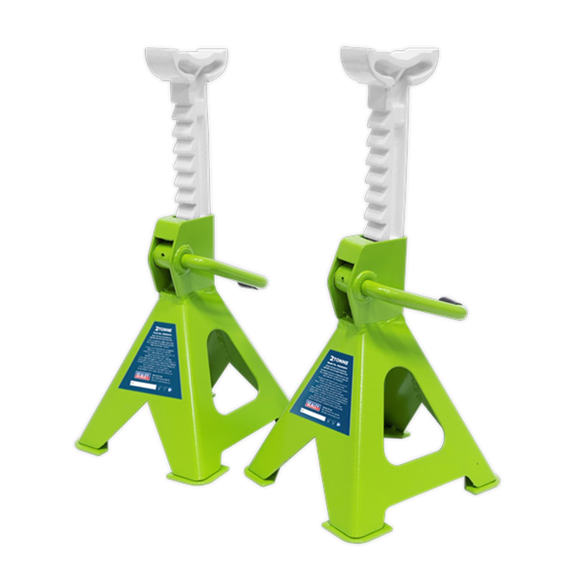Sealey Axle Stands (Pair) 2tonne per Stand Ratchet Type Hi-Vis Grn