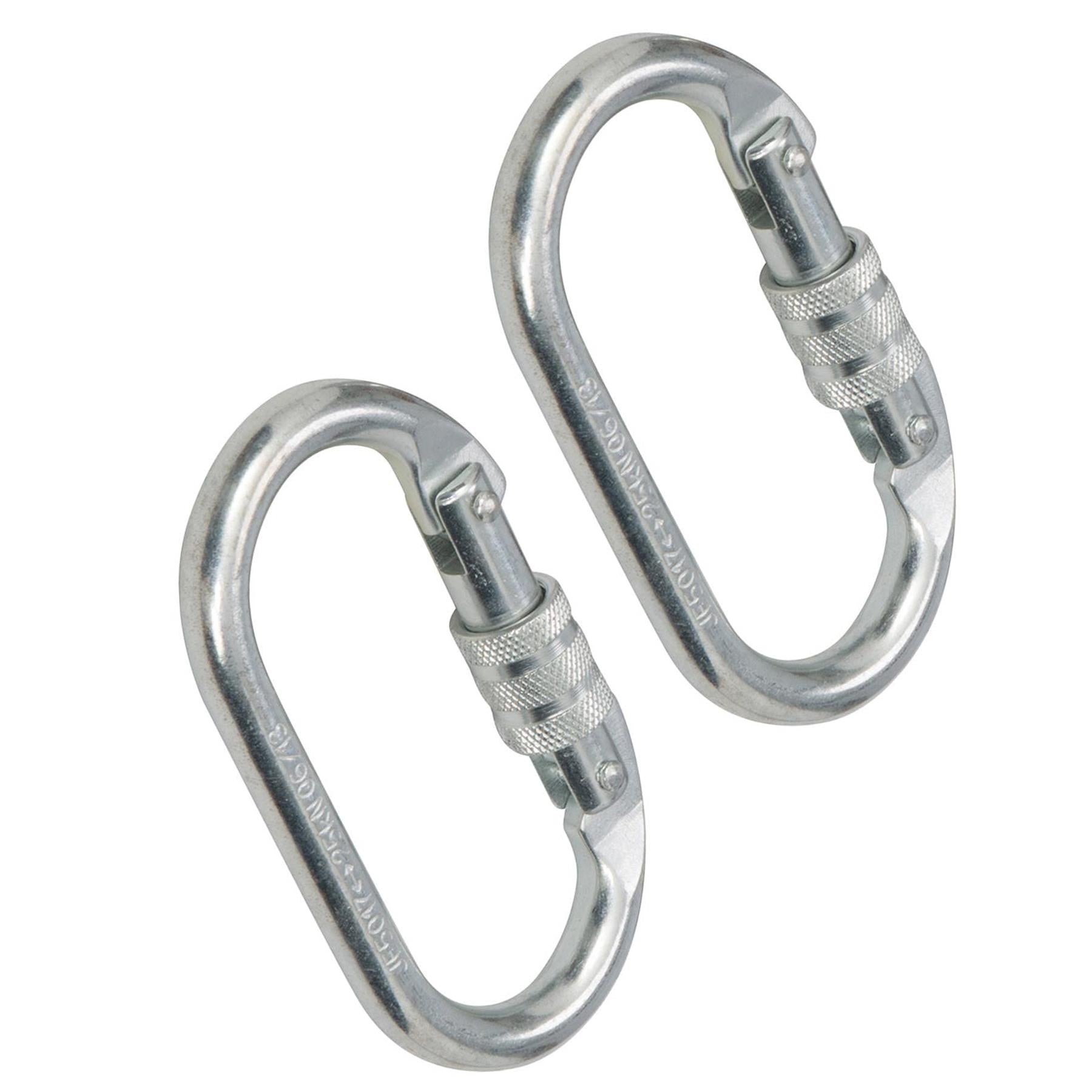 2 x Screw Lock Carabiner Karabiner Clip Hook Heavy Duty Scaffold Climbing 25kn