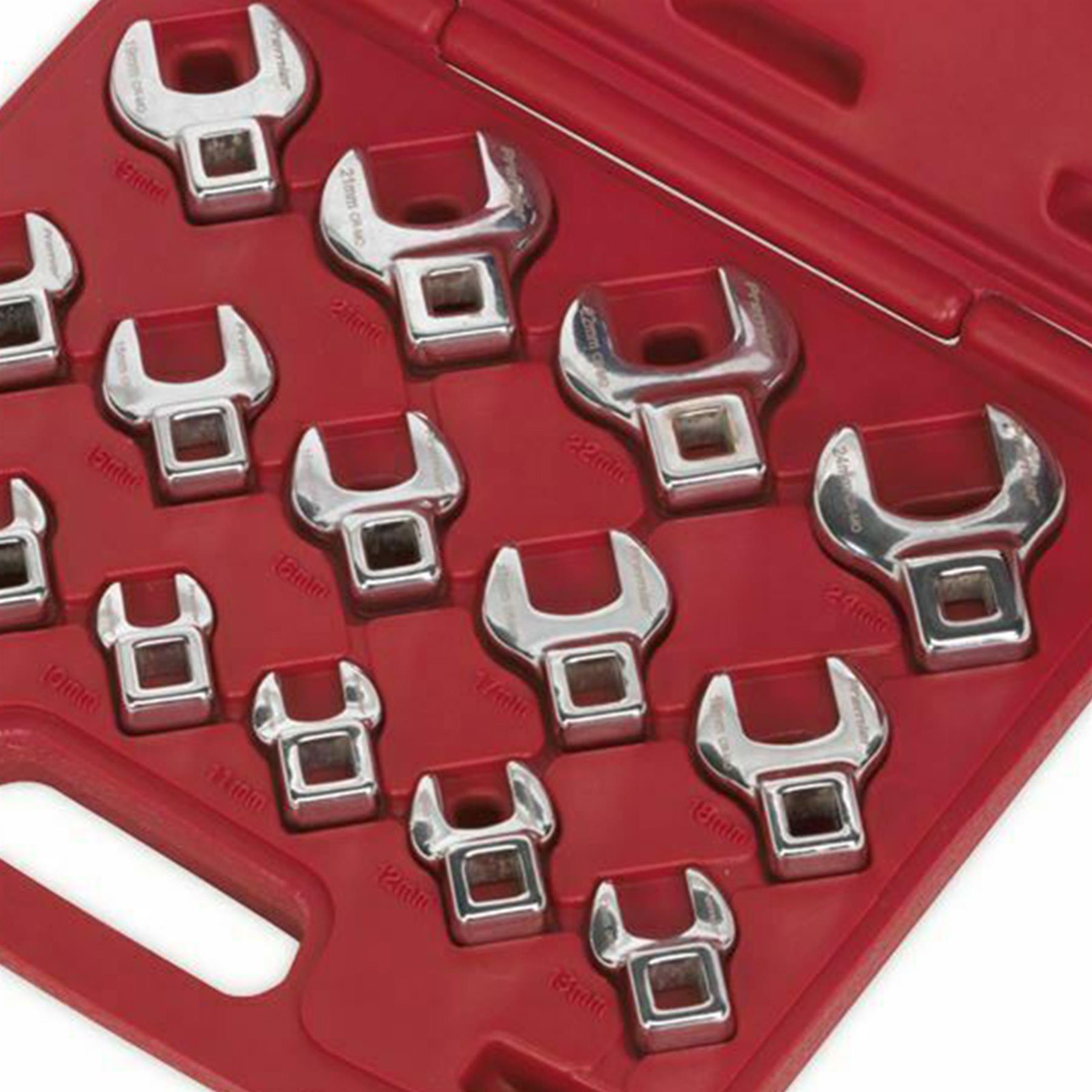 Sealey Crow's Foot Open-End Spanner Set 15pc 3/8"Sq Drive Metric