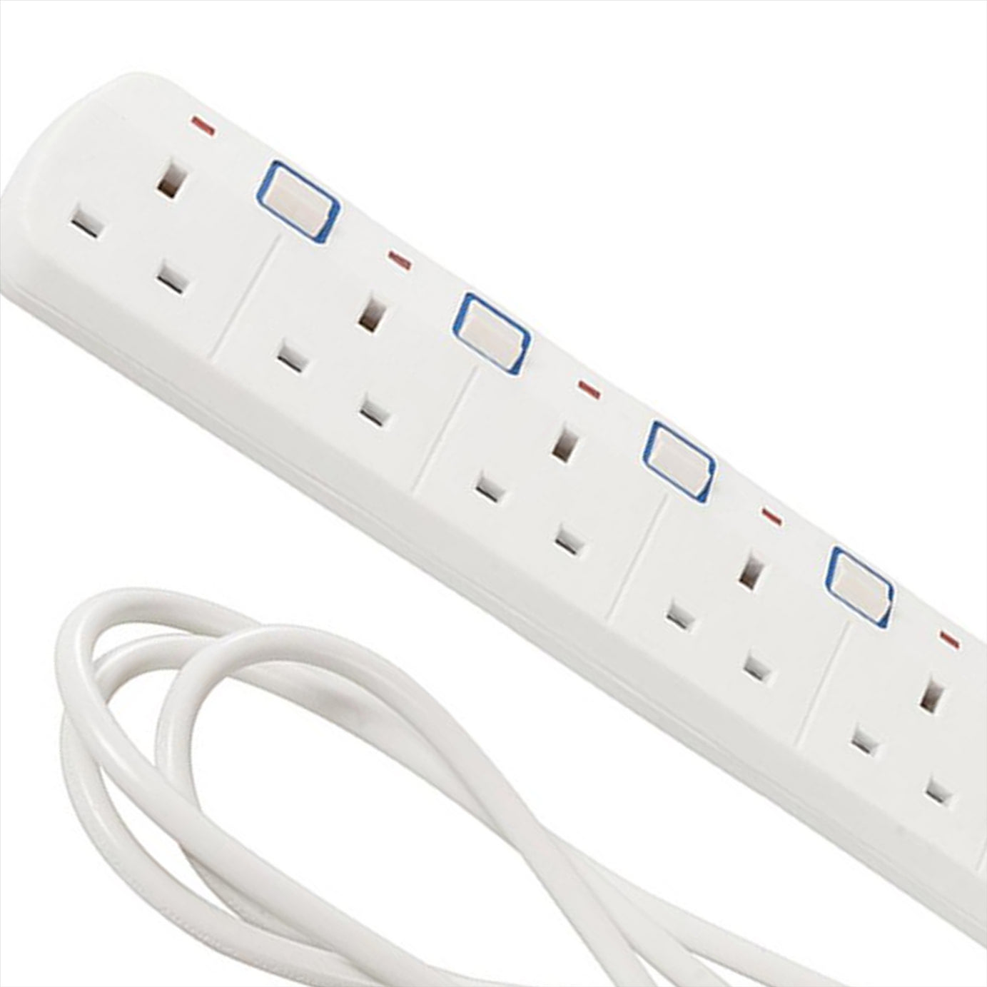 Switched Extension Lead with Neon Indicator 240V 6Gang 2m Individual Switch