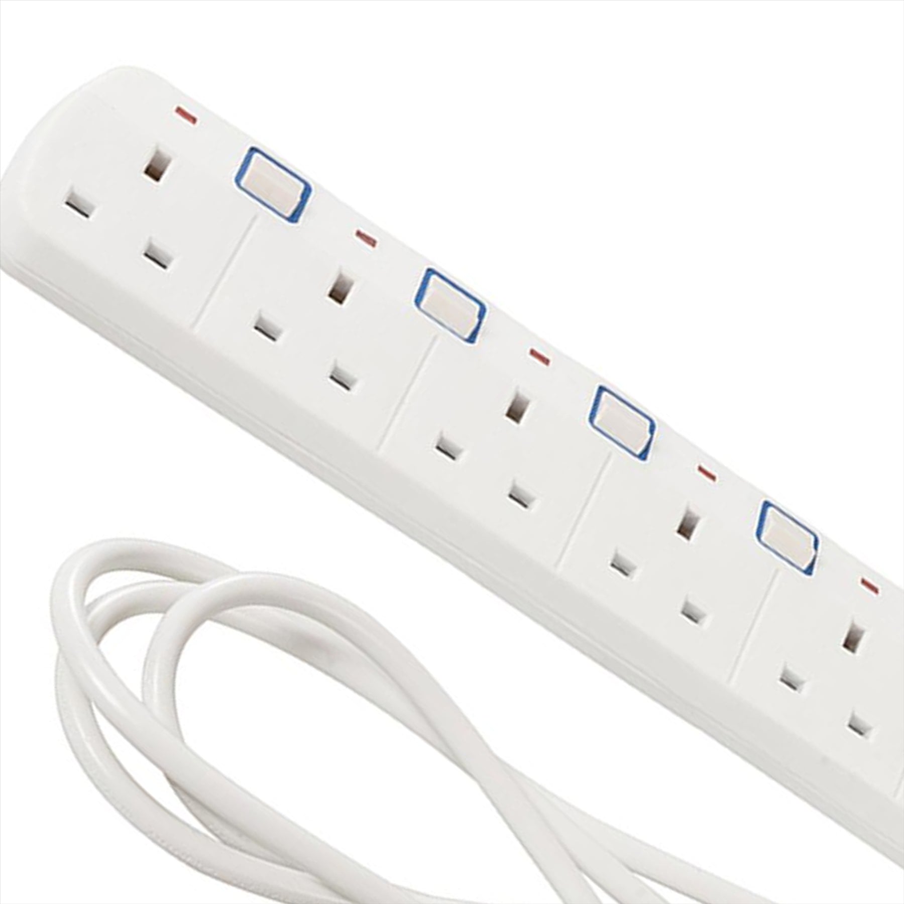 Switched Extension Lead with Neon Indicator 240V 6Gang 2m Individual Switch