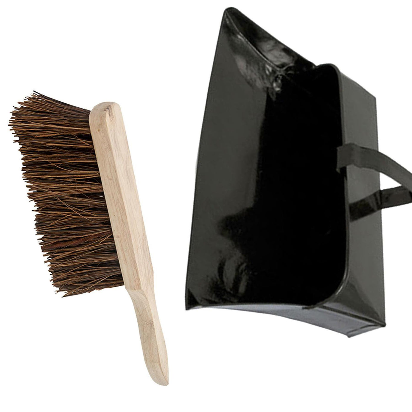Strong Trade Metal Dustpan And Stiff Wooden Hand Brush Dustpan Set