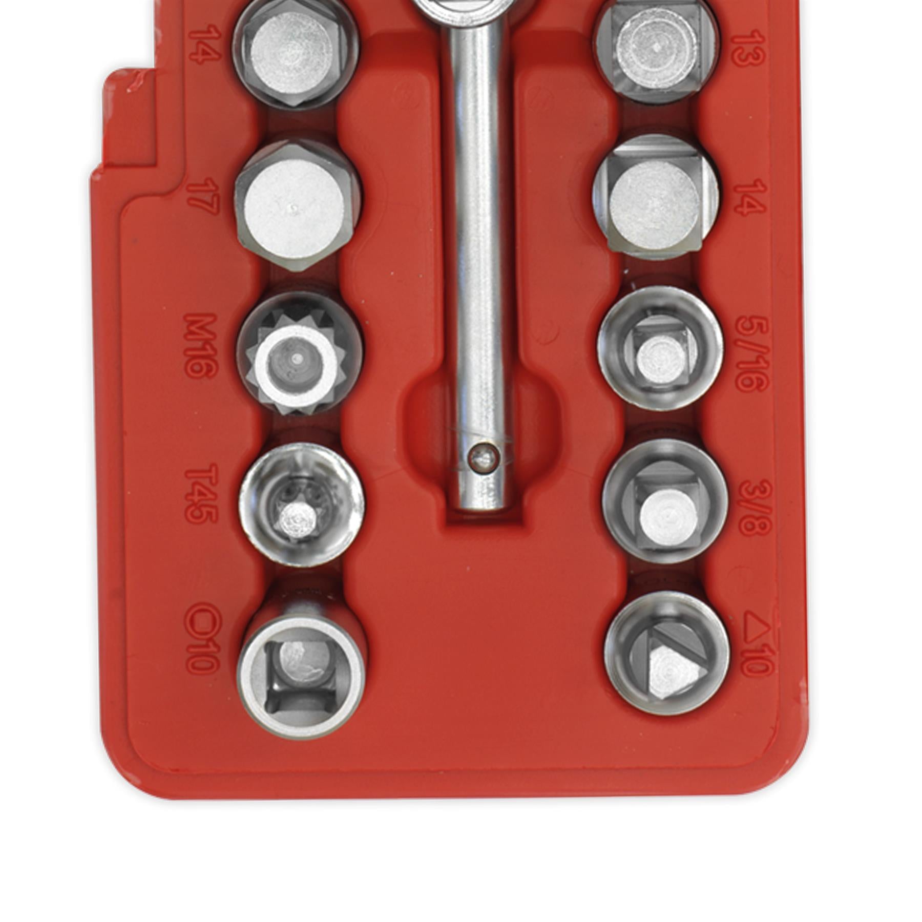 Sealey Oil Drain Plug Key Set 21pc 3/8"Sq Drive