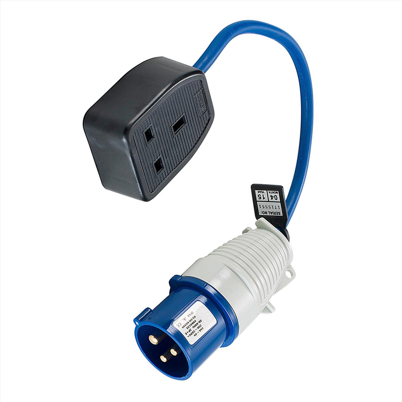 Defender Fly Lead Converter 16A - 13A 230V Single socket with 25cm cable