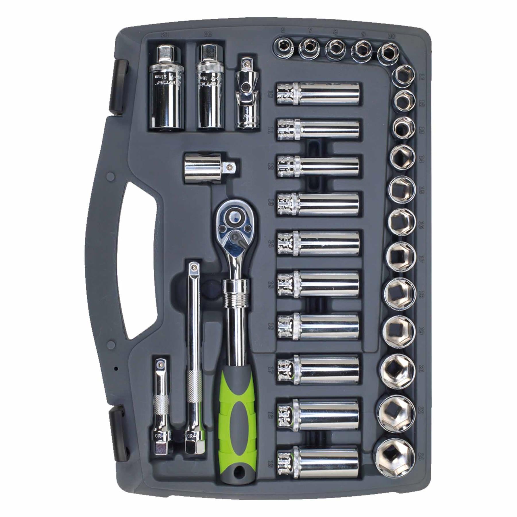 Sealey Socket Set 34pc 3/8"Sq Drive 6pt WallDrive Metric