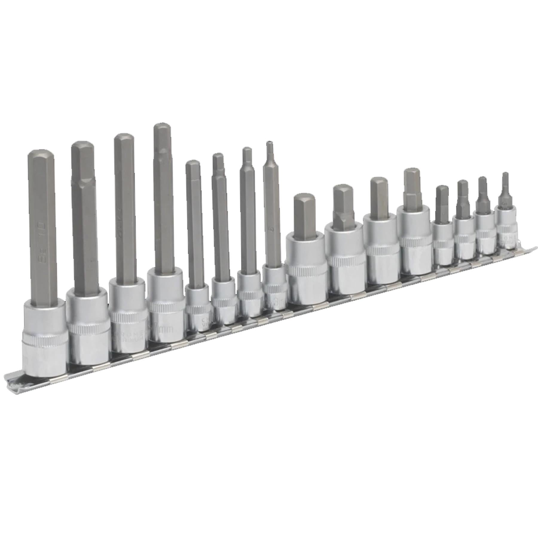Sealey Hex Socket Bit Set 16pc 1/4" & 3/8"Sq Drive