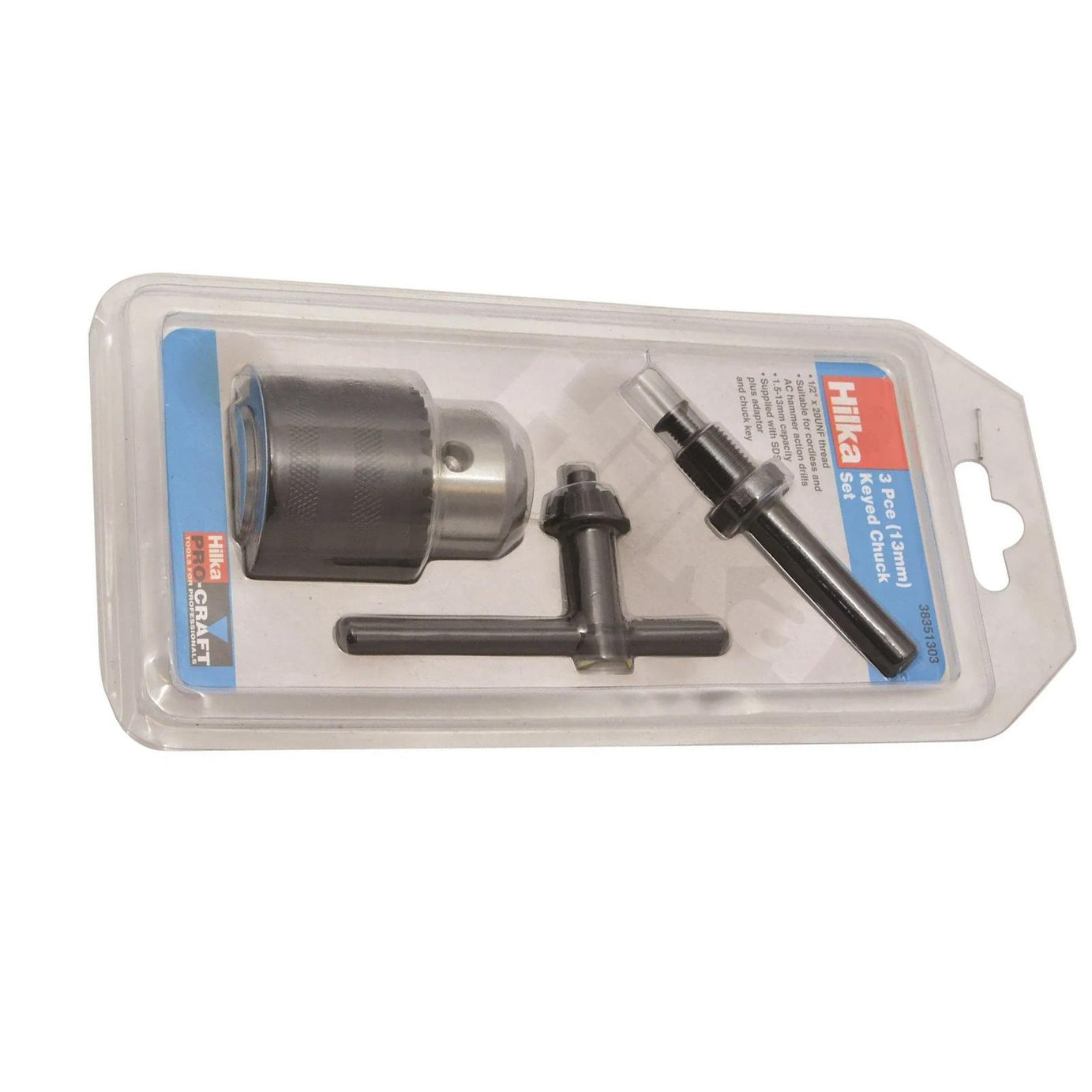 13mm 1/2" UNF Drill Chuck with SDS Shaft Adaptor and Chuck Key by Hilka