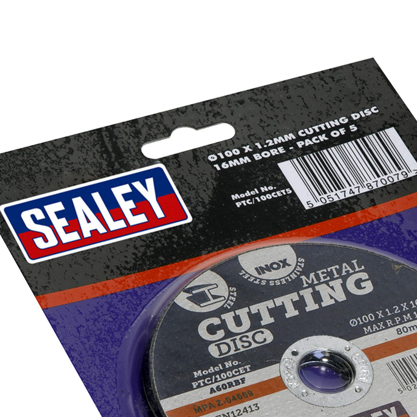 Sealey Cutting Disc �100 x 1.2mm 16mm Bore Pack of 5