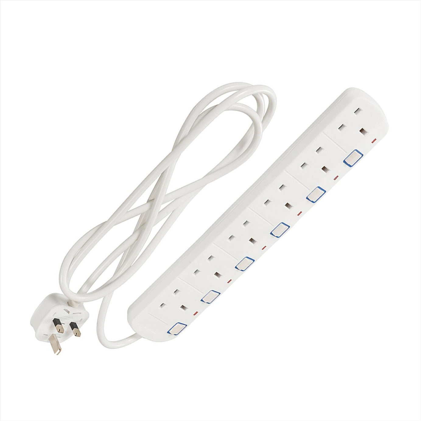 Switched Extension Lead with Neon Indicator 240V 6Gang 2m Individual Switch