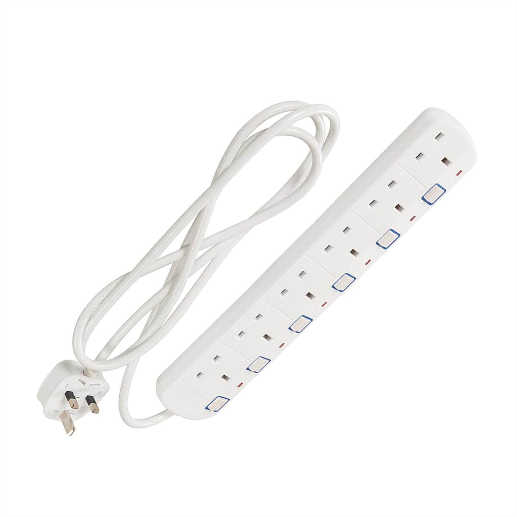 Switched Extension Lead with Neon Indicator 240V 6Gang 2m Individual Switch