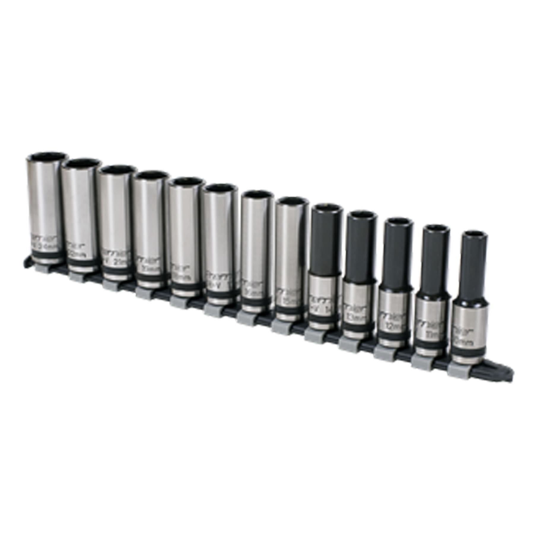 Socket Set 13pc 1/2"Sq Drive Deep Lock-On 6pt Metric - Black Series