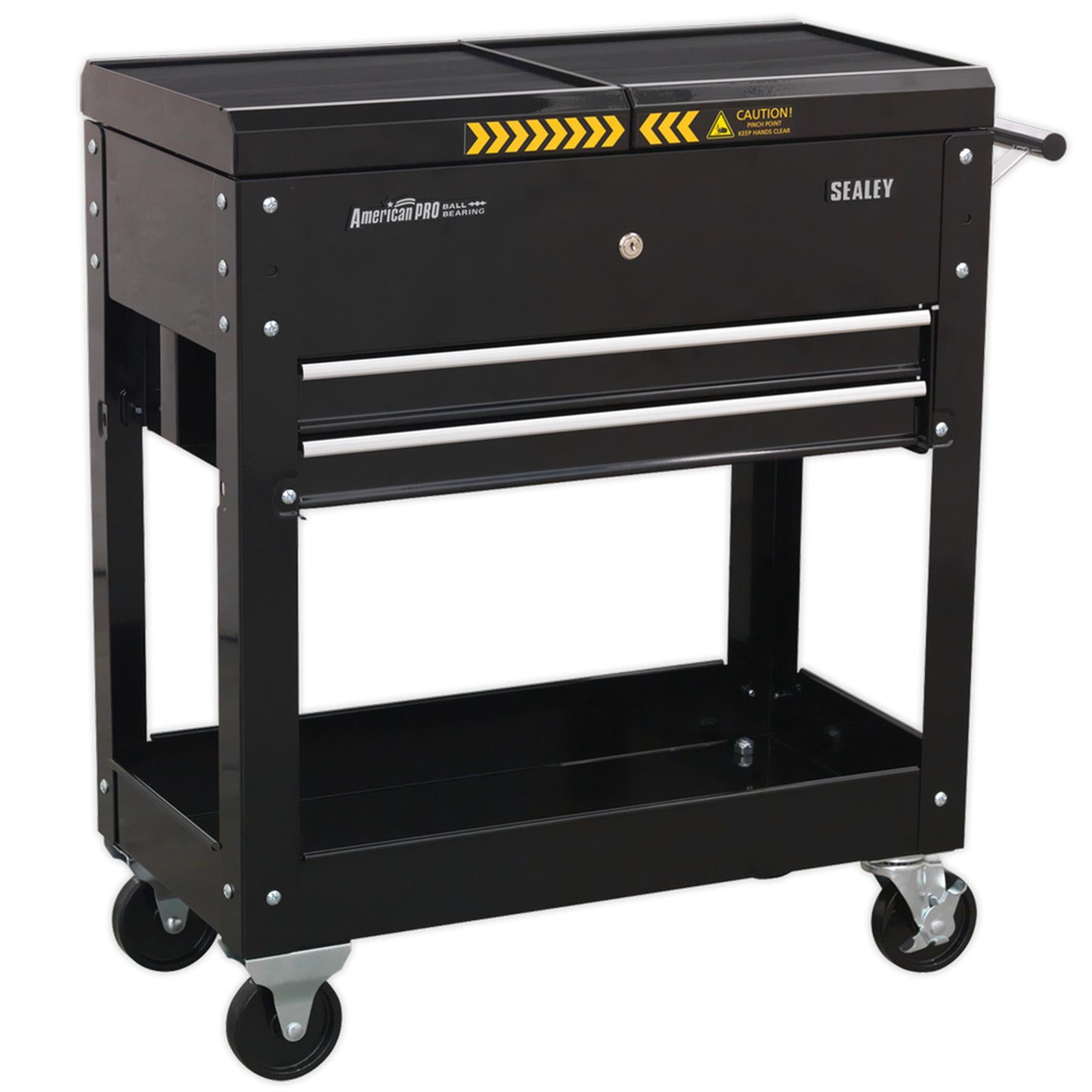 Sealey Mobile Tool & Parts Trolley - Black  Fitted with four wheels,