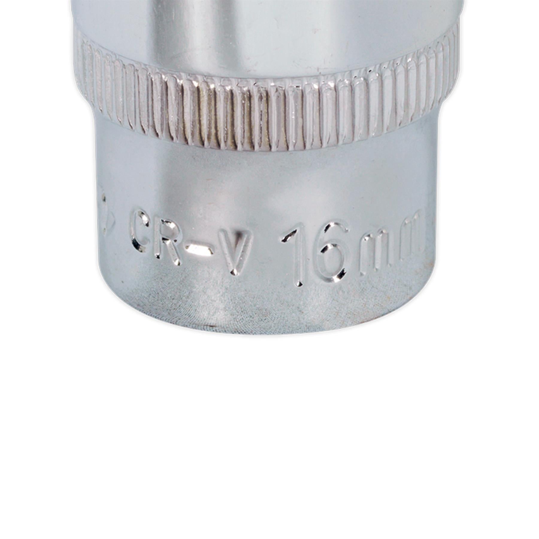 Sealey WallDrive Socket 16mm 3/8"Sq Drive Fully Polished