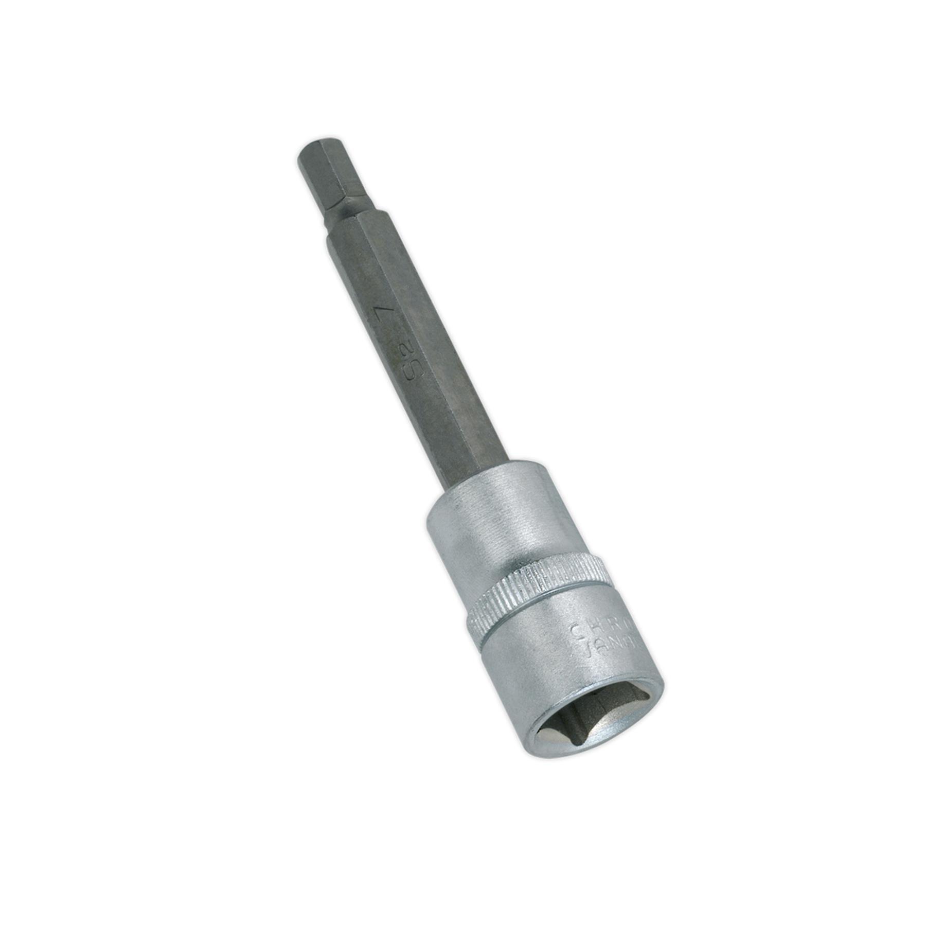 Sealey Hex Socket Bit 7mm Long 1/2"Sq Drive Satin Finish