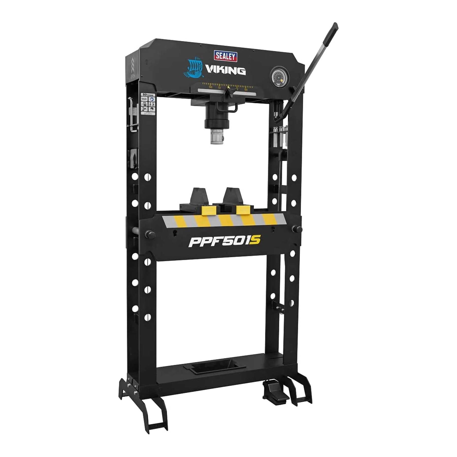 Sealey Viking Air/Hydraulic Press 50 Tonne Floor Type with Sliding Ram and Foot Pedal