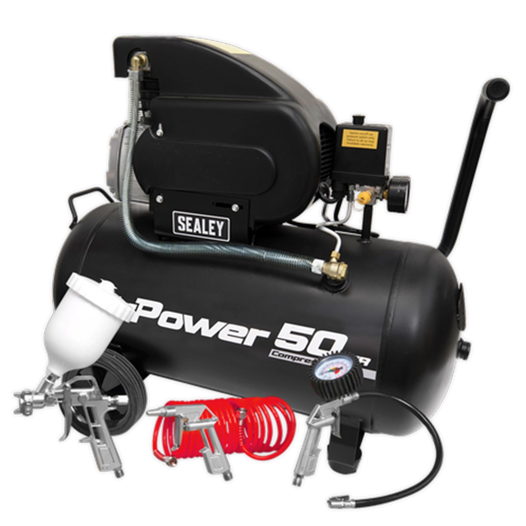 Sealey SAC5020APK Compressor 50L Direct Drive 2hp with 4pc Air Accessory Kit