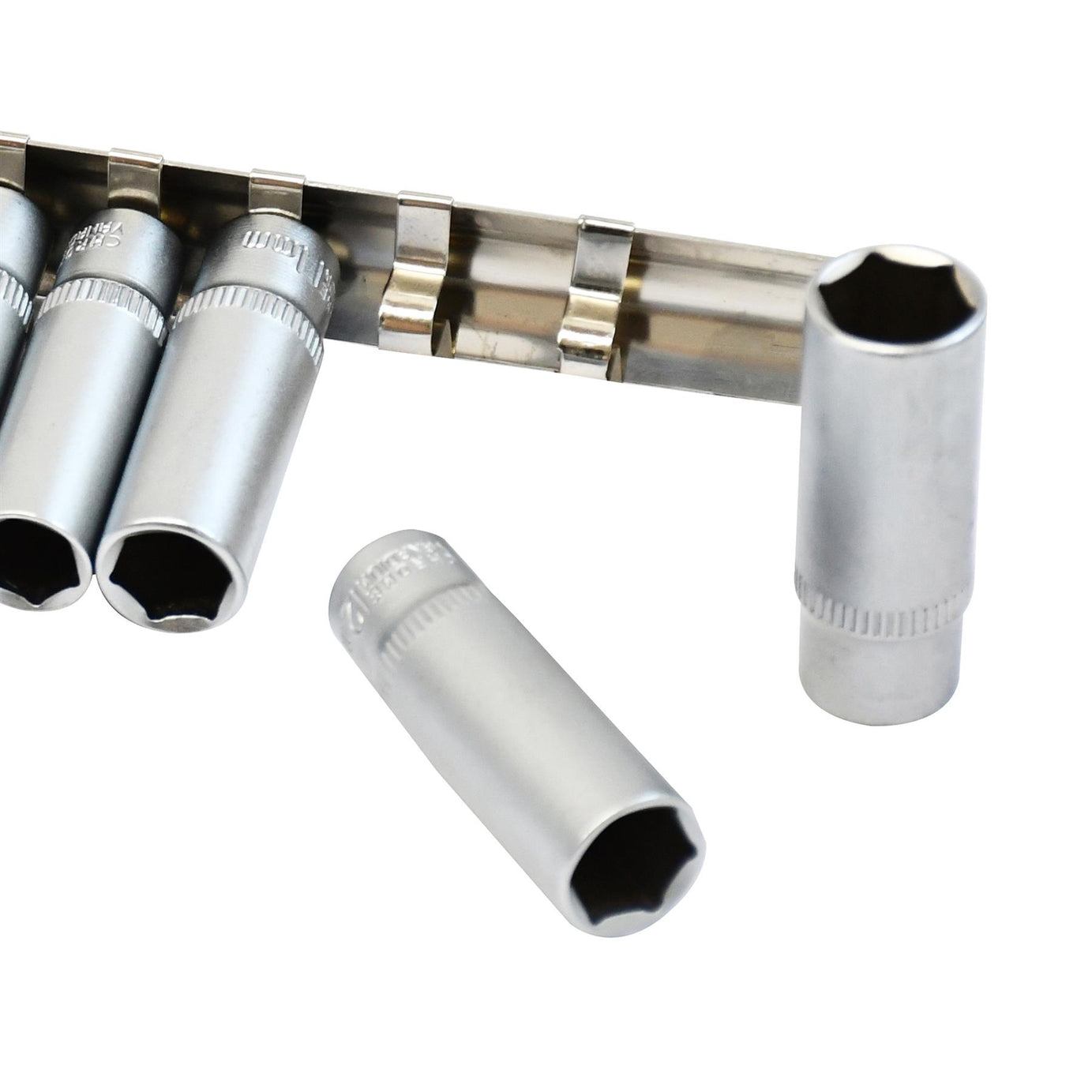 1/4" Socket Set Deep Drive 11Pc 4 - 13mm Deep Sockets On Rail Cr-V Long Reach