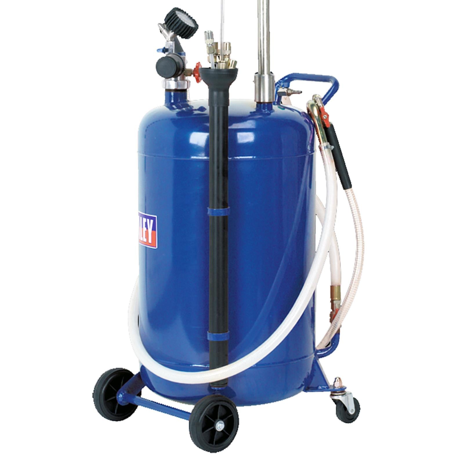 Sealey Mobile Oil Drainer with Probes 90L Air Discharge