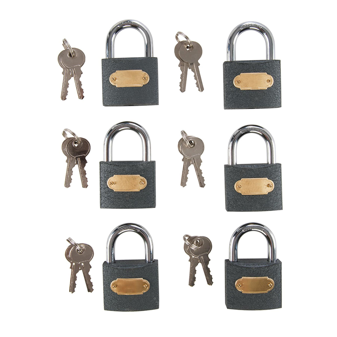Iron Padlock Keyed Chrome Plated & Hard Steel Shackle With 2 Keys Each 6Pk 50mm
