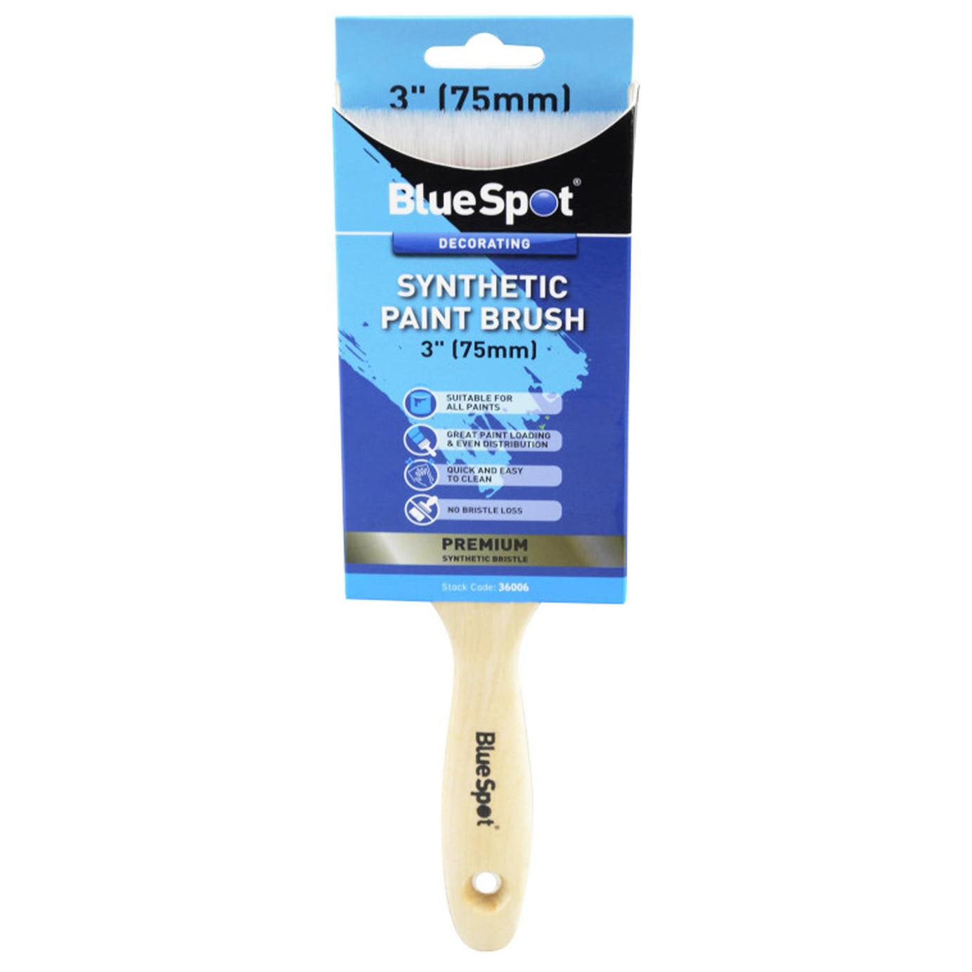 BlueSpot Extra Edge Synthetic Paint Brush 3" 75mm Wooden Handle