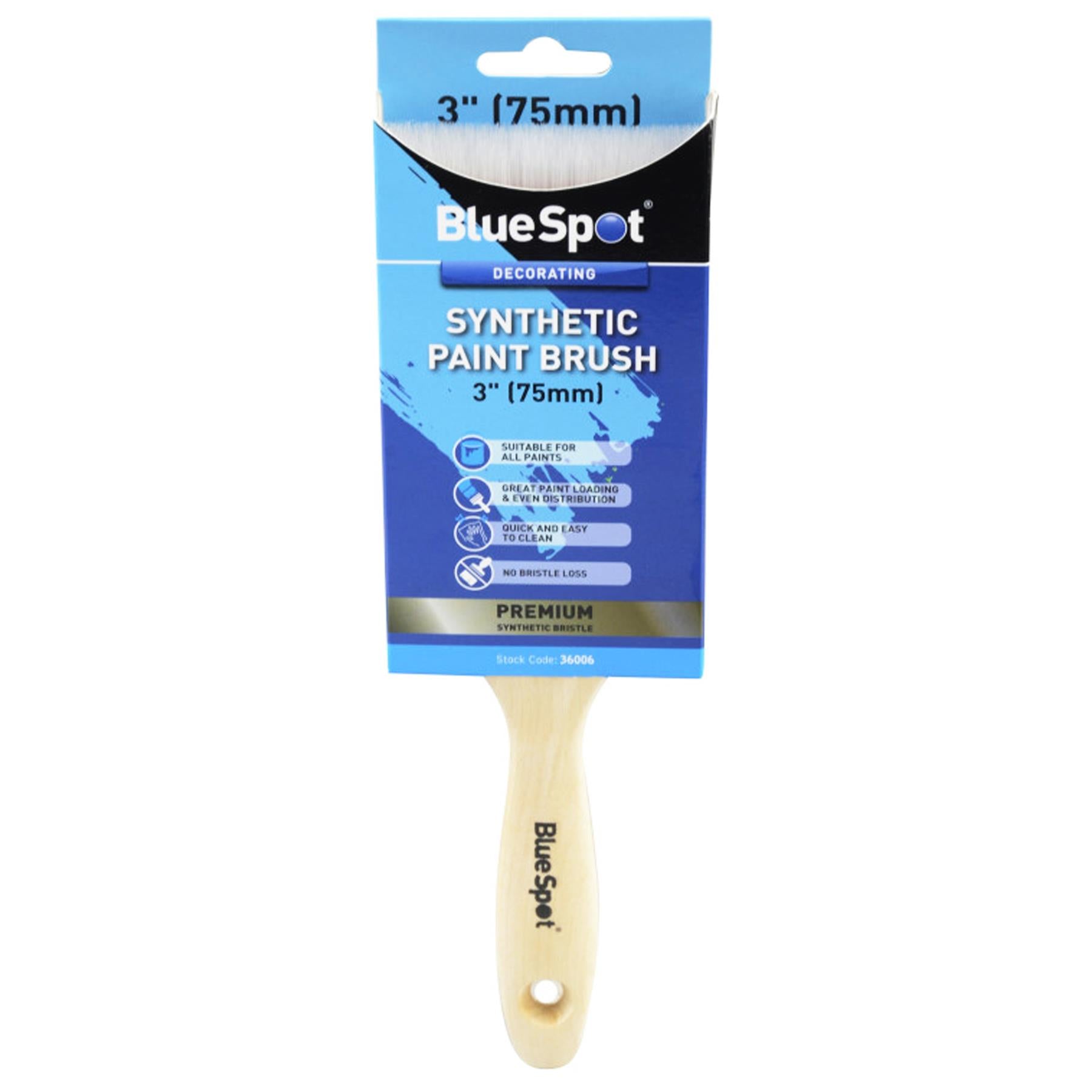 BlueSpot Extra Edge Synthetic Paint Brush 3" 75mm Wooden Handle