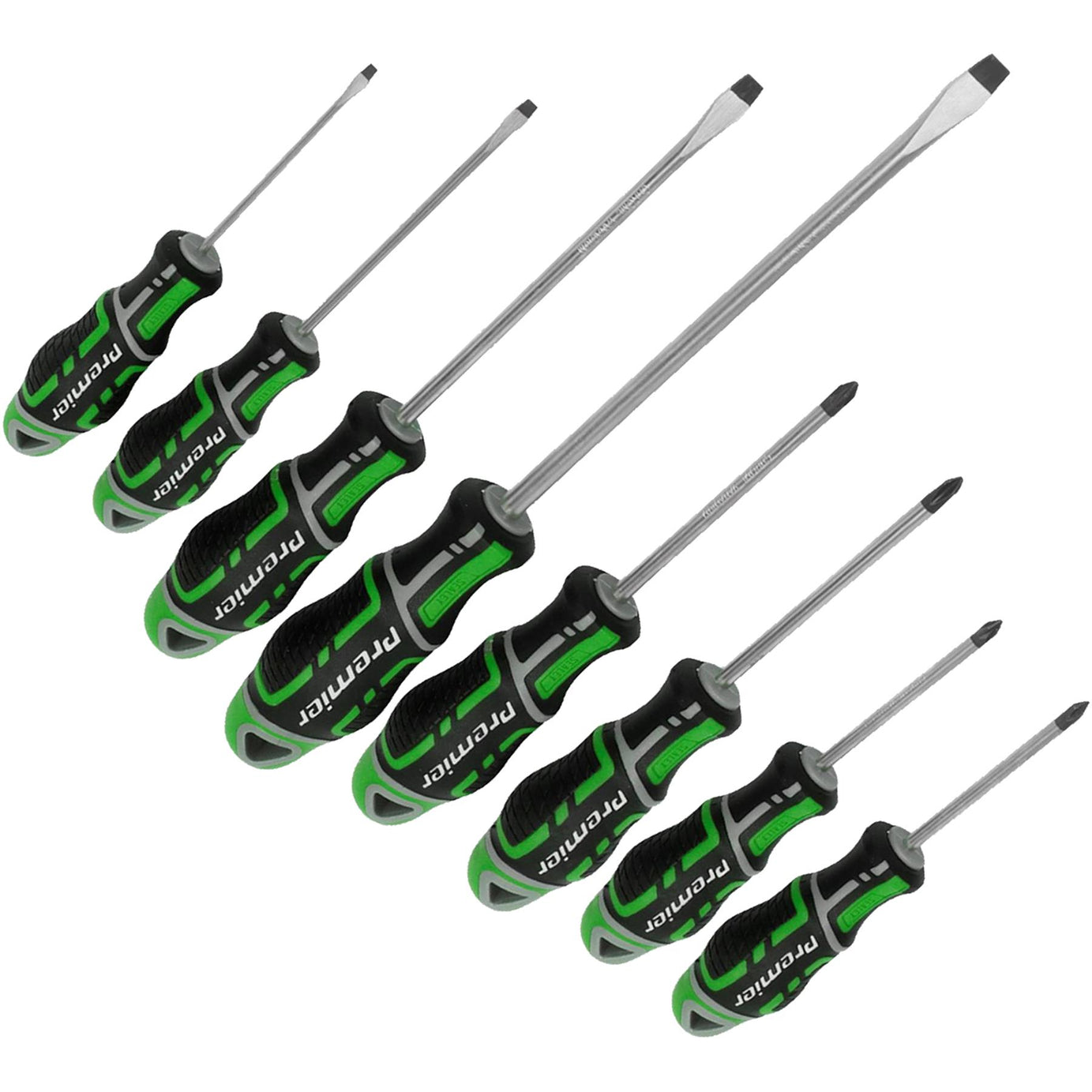 Sealey 8pc Screwdriver Set Slotted Phillips Pozi Magnetic GripMax Hi Vis Green