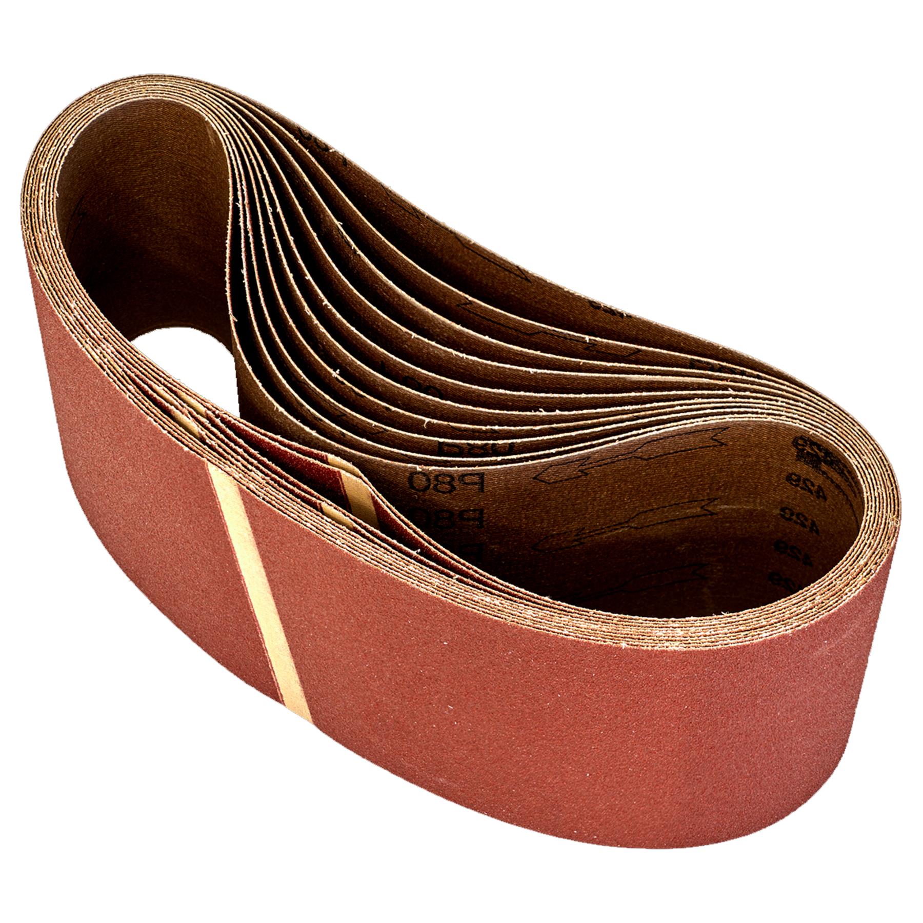 Sanding Belt 100 x 620mm 80Grit - Pack of 10.Aluminium oxide resin.Sealey