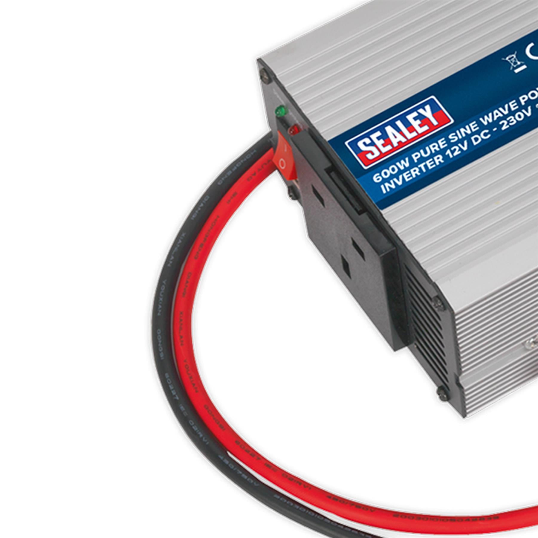 Sealey Power Inverter Pure Sine Wave 600W 12V DC - 230V 50Hz
