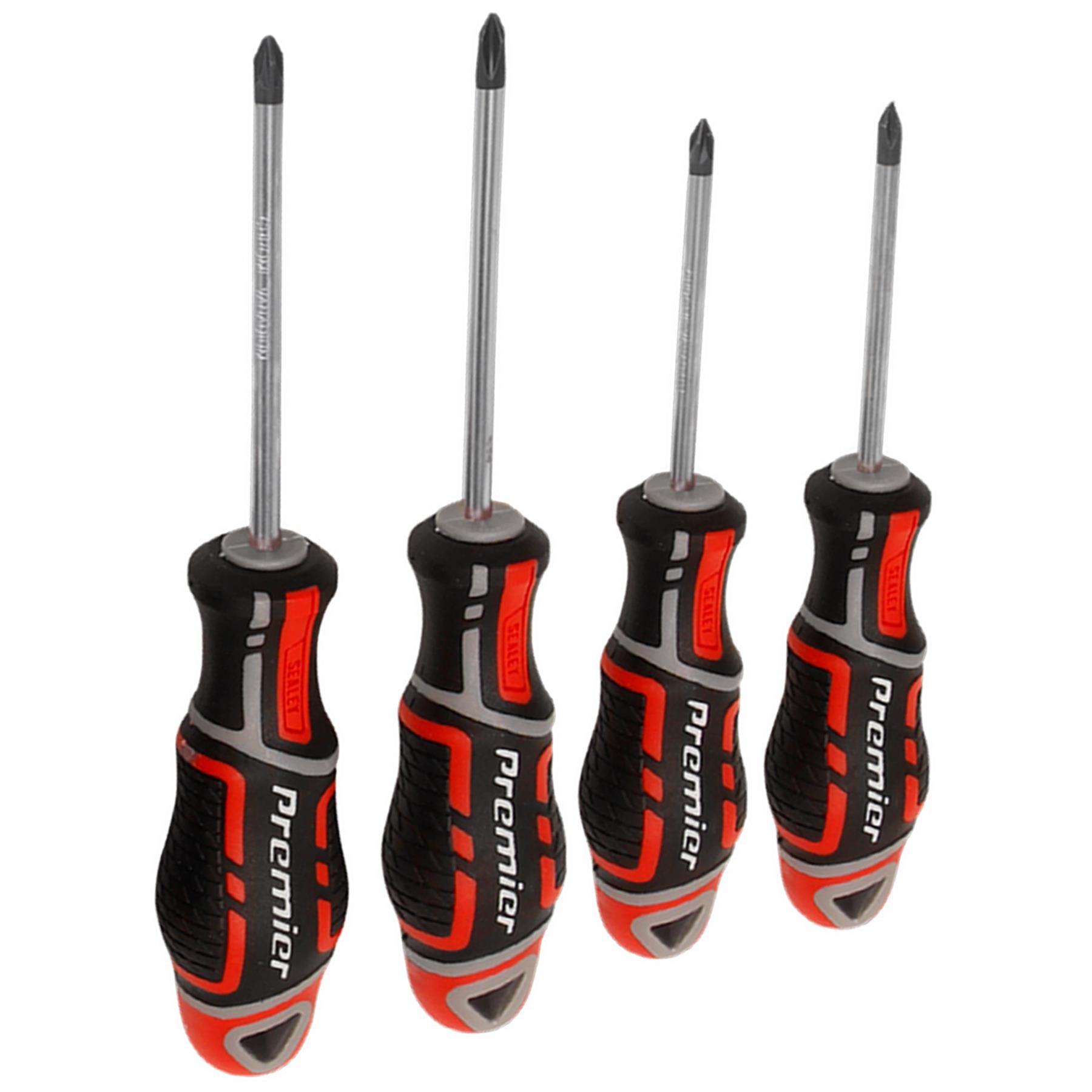 Sealey 8pc Screwdriver Set Slotted Phillips Pozi 75-200mm Magnetic GripMax Red