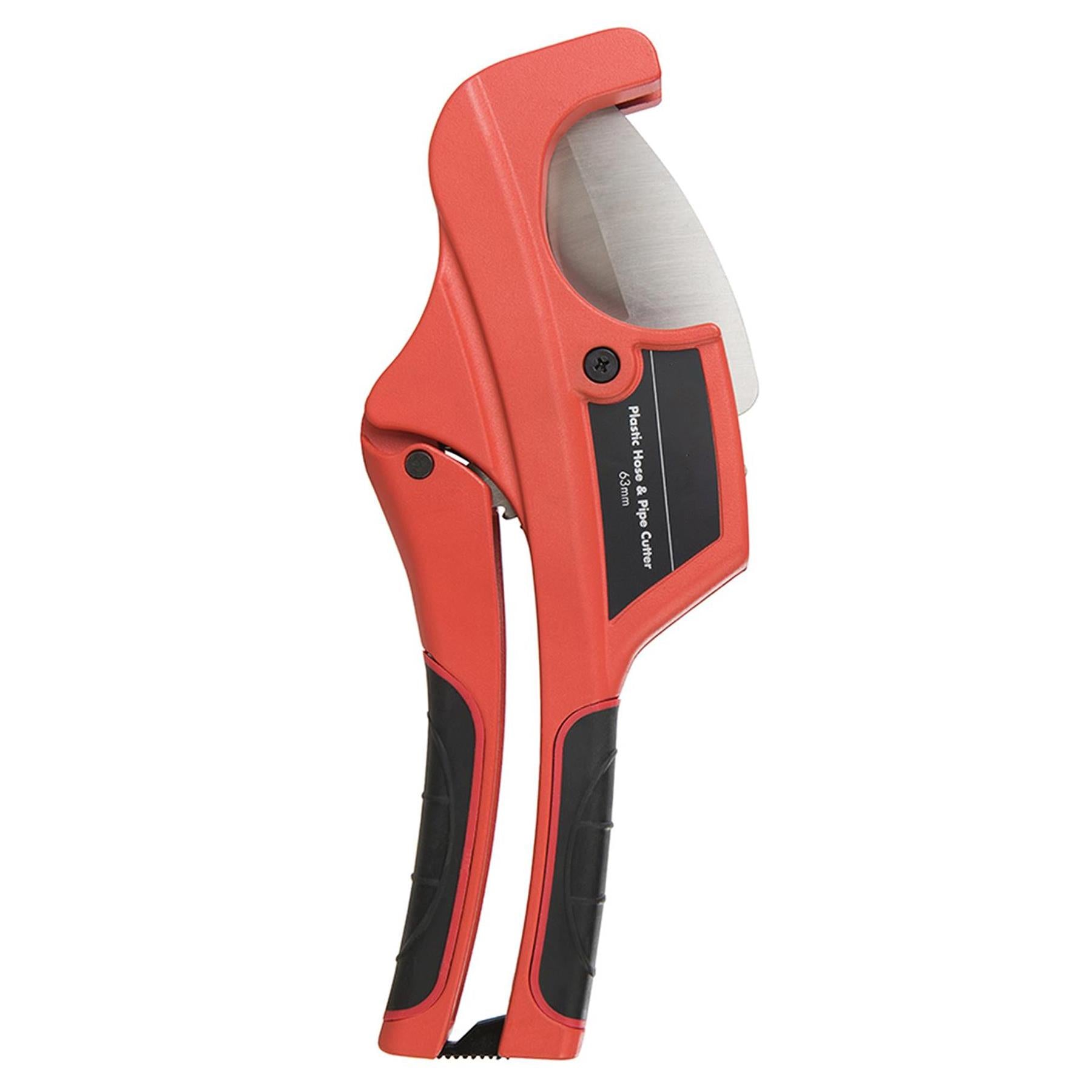 Ratchet Action 63mm Plastic Pipe Cutter Plumbing Tool PVC Water Tube Hose