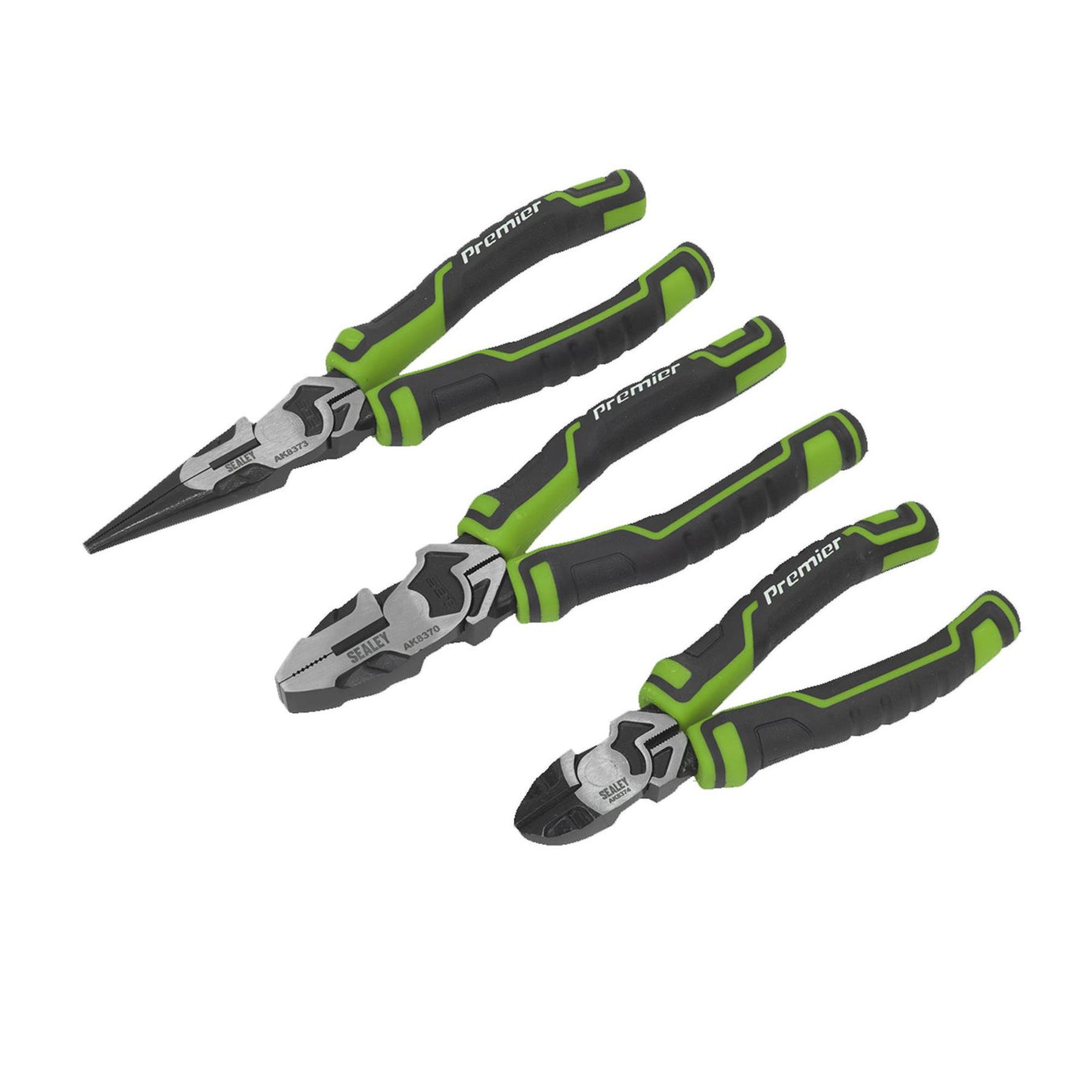 Sealey Pliers Set High Leverage 3pc Hi-Vis Green