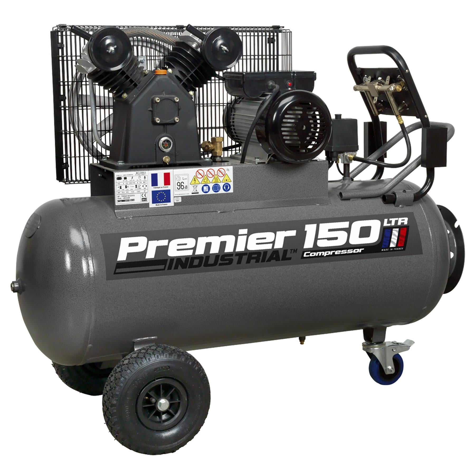 Sealey Compressor 150L Belt Drive 3hp with Front Control Panel