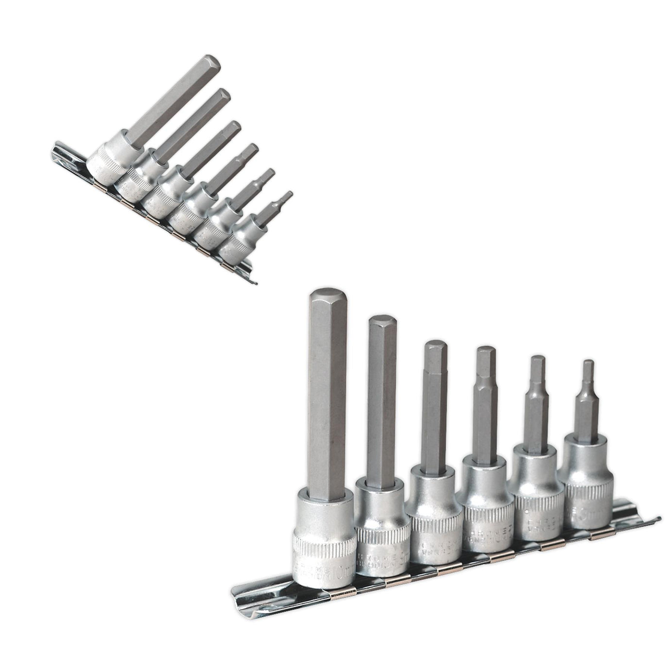 Sealey Hex Socket Bit Set with Rail 6pc 3/8"Sq Drive Metric