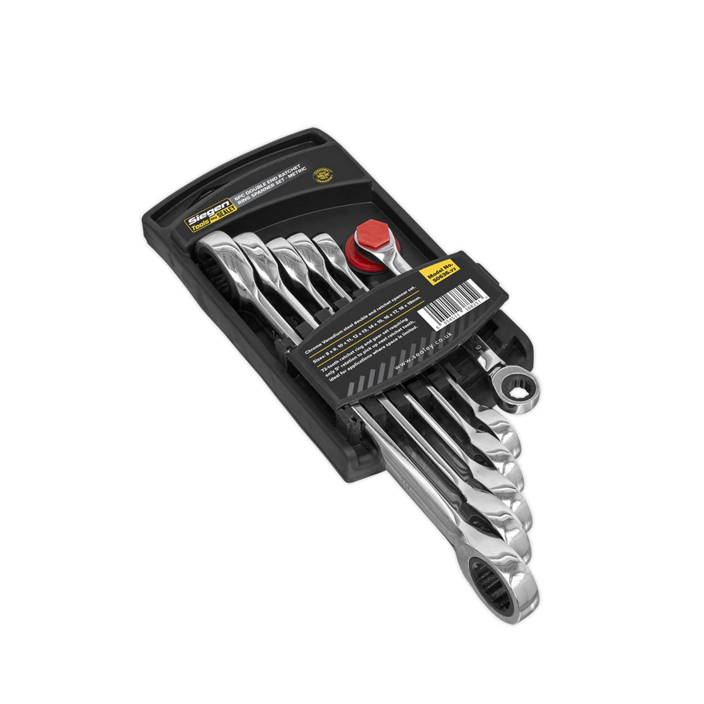 Sealey Double End Ratchet Ring Spanner Set 6pc Metric